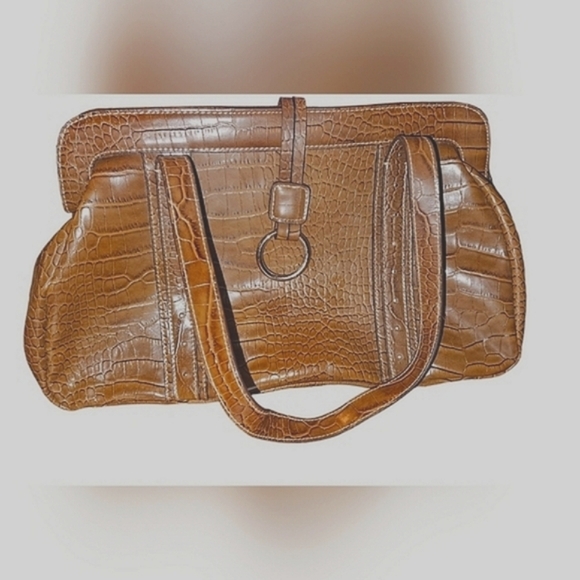 Vintage Handbags - VINTAGE Y2K Liz Claiborne brown crocodile print purse shoulder bag.